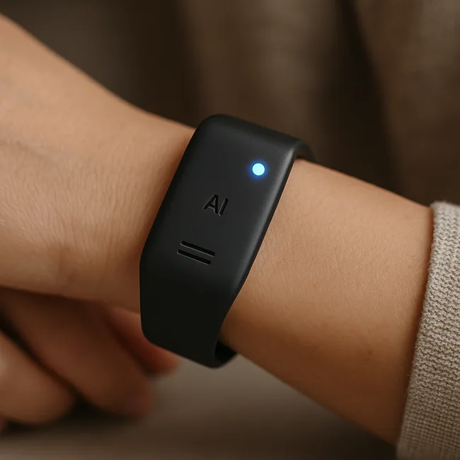 Representative image of an AI-enabled wearable bracelet, reflecting Amazon’s attempt to succeed in wearable AI where Humane’s AI Pin struggled
