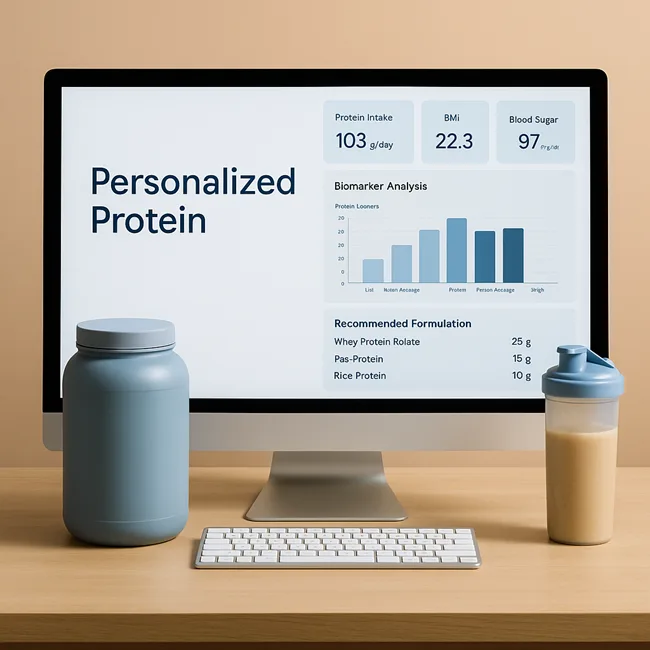 Representative image of AI-powered nutrition platforms using biomarker data and personalization tools to reshape how protein and supplements are consumed in 2025.