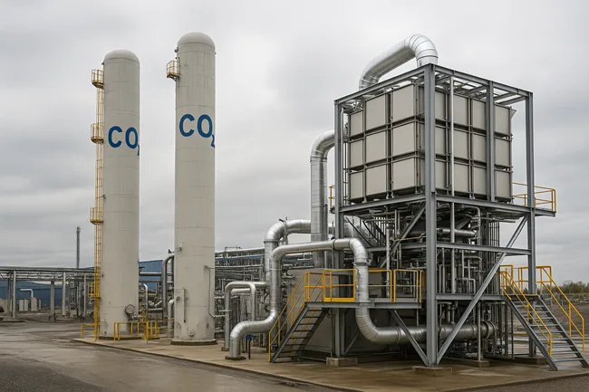 Representative image of CO₂ capture infrastructure like that used in Aker Solutions’ Brevik and Northern Lights CCS projects