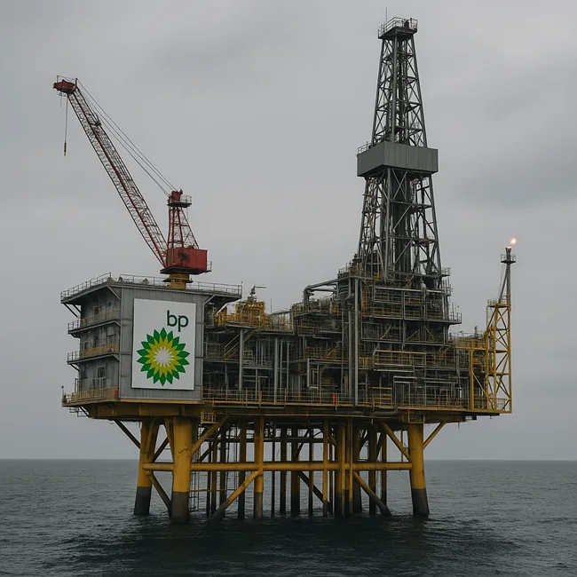 Representative image of BP’s offshore platform operations, reflecting the production-led upside and margin headwinds outlined in its 2Q25 trading update