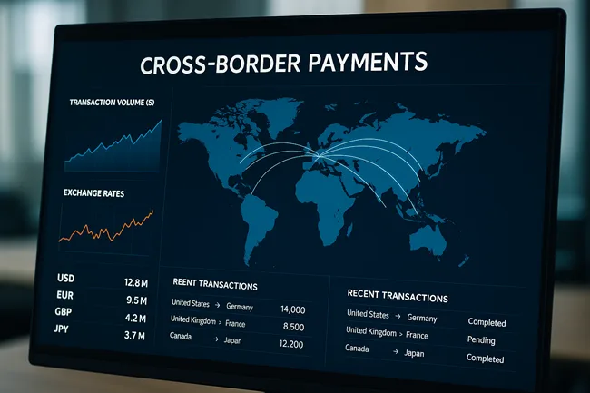 Representative image of Corpay’s cross-border payments technology, highlighting global FX transaction flows amid its $2.2 billion Alpha Group acquisition.