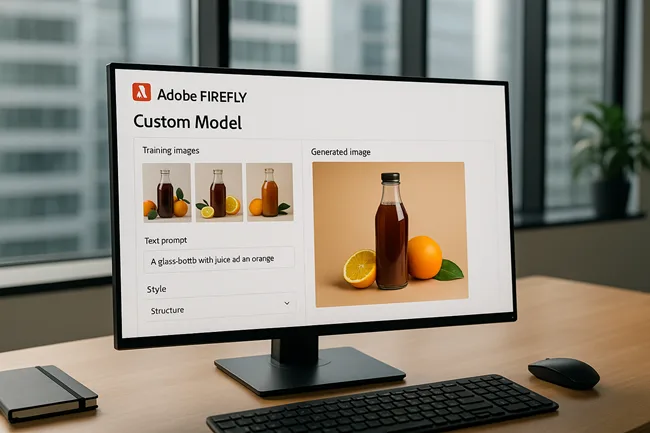 Representative image of Adobe Firefly Custom Models powering secure, brand-aligned AI content generation across global enterprise marketing teams.