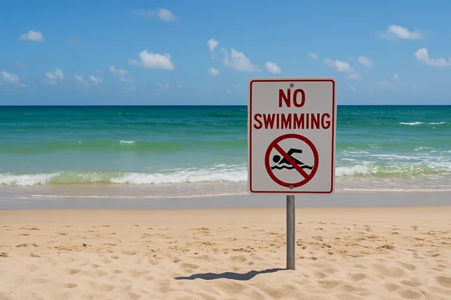 Representative image : Holiday beachgoers are expected to see “No Swimming” signs across coastal U.S. as Vibrio bacteria prompt multi-state closures ahead of July 4 weekend.