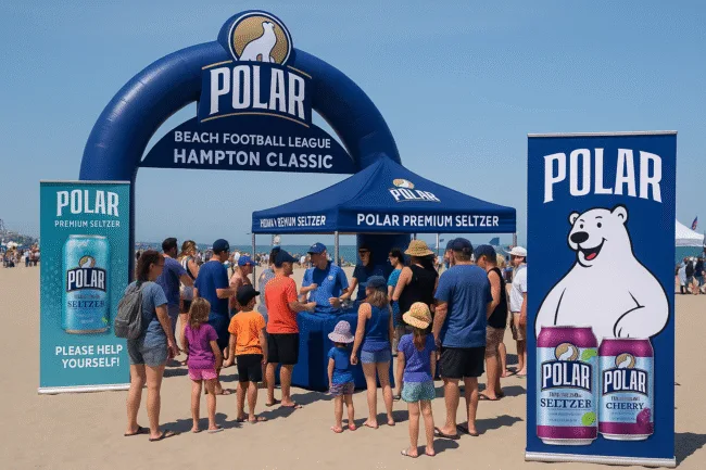 How is Polar Beverages boosting regional brand exposure through the Beach Football League in New England