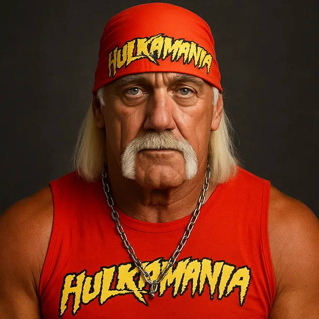 Representative image of Hulk Hogan, the legendary WWE Hall of Famer and global wrestling icon, in his signature Hulkamania attire—a symbol of wrestling’s golden era and the larger-than-life persona that captivated millions worldwide.