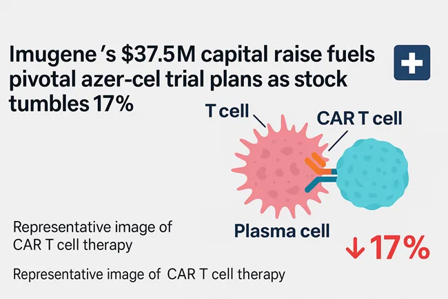 Representative image of CAR T cell therapy research as Imugene funds azer-cel’s pivotal trial despite a sharp 17% stock drop