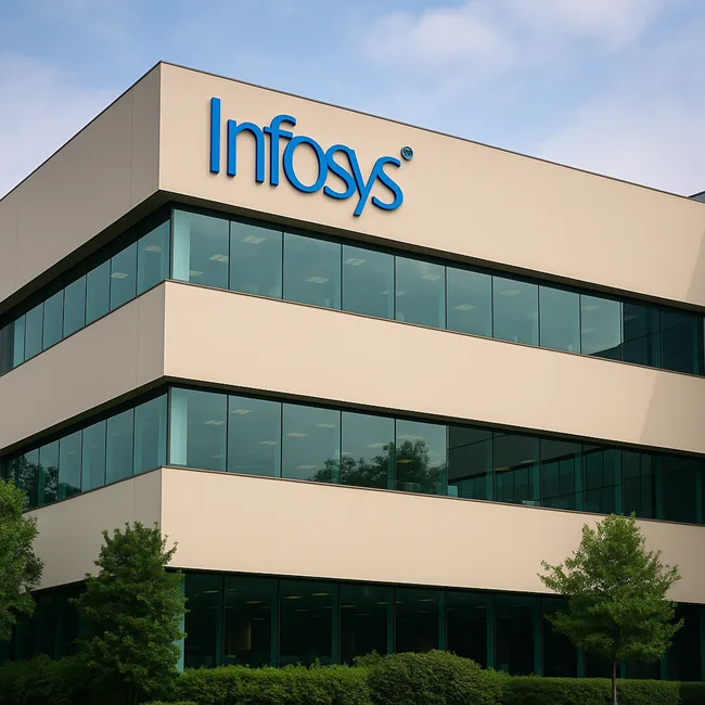 Representative image of Infosys’ Bengaluru headquarters, highlighting its AI-driven IT services leadership and large deal momentum in Q1 FY26.