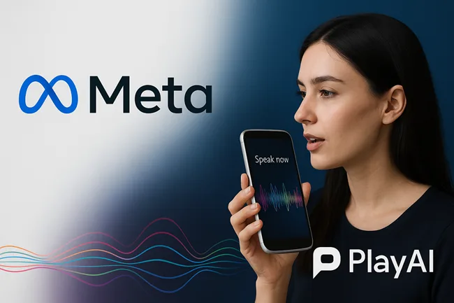 Representative image showing Meta and PlayAI voice technology integration, highlighting how conversational AI could reshape advertising experiences