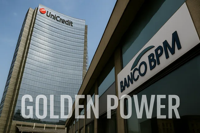 Representative image: UniCredit headquarters in Milan pictured alongside a Banco BPM branch, symbolizing the €14.6 billion bid collapse under Italy’s golden power rules