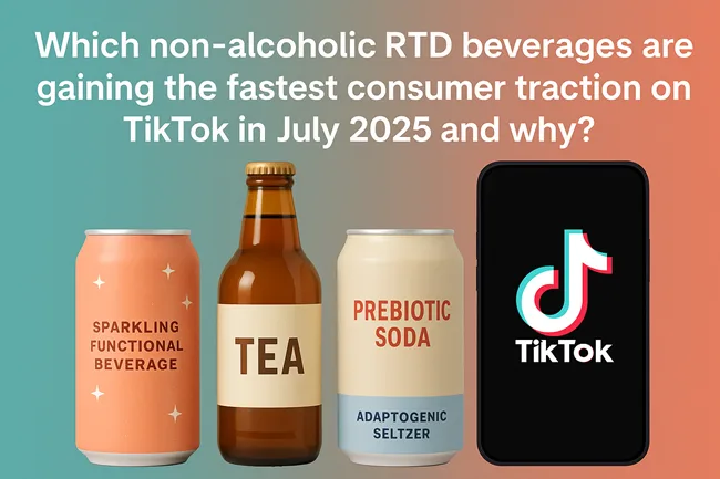 Functional sparkling teas, adaptogenic seltzers, and prebiotic sodas are gaining strong TikTok-driven traction in July 2025, reshaping the non-alcoholic RTD market.