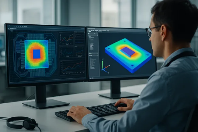 Representative image of an engineer running chip and system simulations, reflecting Synopsys’ silicon-to-systems vision to challenge Siemens and Dassault in AI hardware design