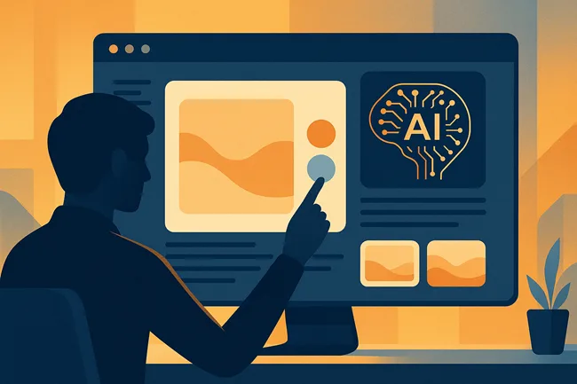 Representative image of a designer using a visual prompting interface to guide an AI model with color and shape cues in a collaborative enterprise workflow