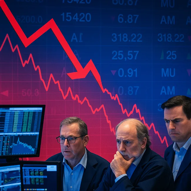 Representative image: Traders monitor falling Nasdaq and S&P 500 indices as fears of an AI stock bubble trigger a sharp sell-off in U.S. technology shares.