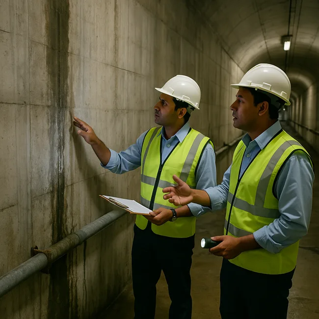 Representative image: Engineers conduct post-rehabilitation joint inspections under India’s DRIP program, targeting seepage along critical dam interfaces.