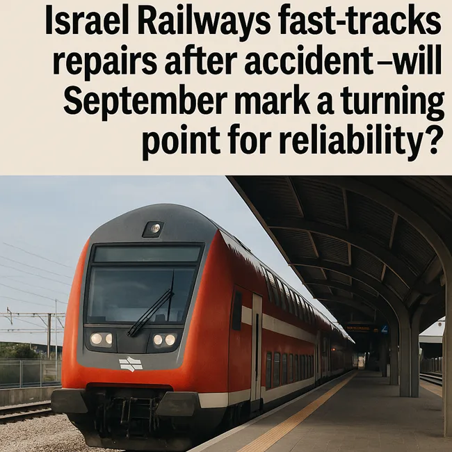 Representative image of Israel Railways train at Tel Aviv station as services resume after repairs, with full nationwide restoration expected by September 1.
