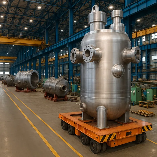 Representative image: Inside Larsen & Toubro’s heavy engineering facility, where nuclear-grade reactor vessels and critical components are manufactured for India’s expanding nuclear power programme.