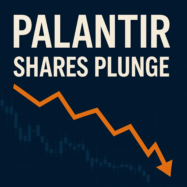 Representative image showing Palantir Technologies’ share price decline as investors question AI stock valuations in 2025.
