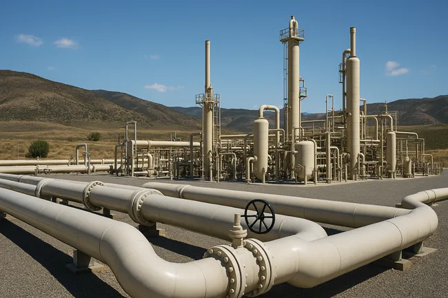Representative image of natural gas pipelines and processing facilities in the U.S. Rockies, reflecting Harvest Midstream’s $1 billion acquisition of MPLX assets.