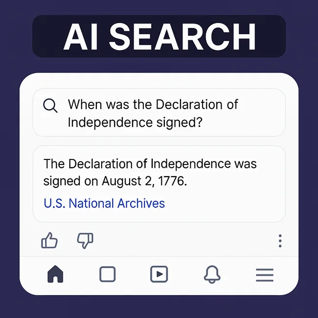 Representative image of an AI-powered search interface providing a citation-backed answer to a user query on a social media platform.