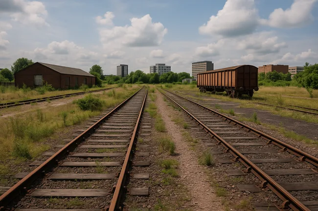 Representative image of a disused railway yard targeted for brownfield housing redevelopment under initiatives like Platform4.