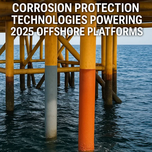 Representative image: corrosion-protected offshore platform legs coated with TSA and zinc-rich epoxy under high-salinity marine conditions.