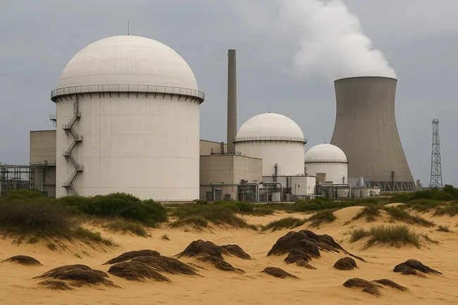 A wide-angle view of a nuclear power facility in India, reflecting the country’s push toward thorium and Advanced Heavy Water Reactor development for long-term energy security.