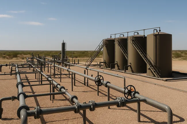 Representative image of produced-water infrastructure in the Permian Basin, reflecting Western Midstream’s $1.5 billion acquisition of Aris Water Solutions to expand recycling and disposal capacity.