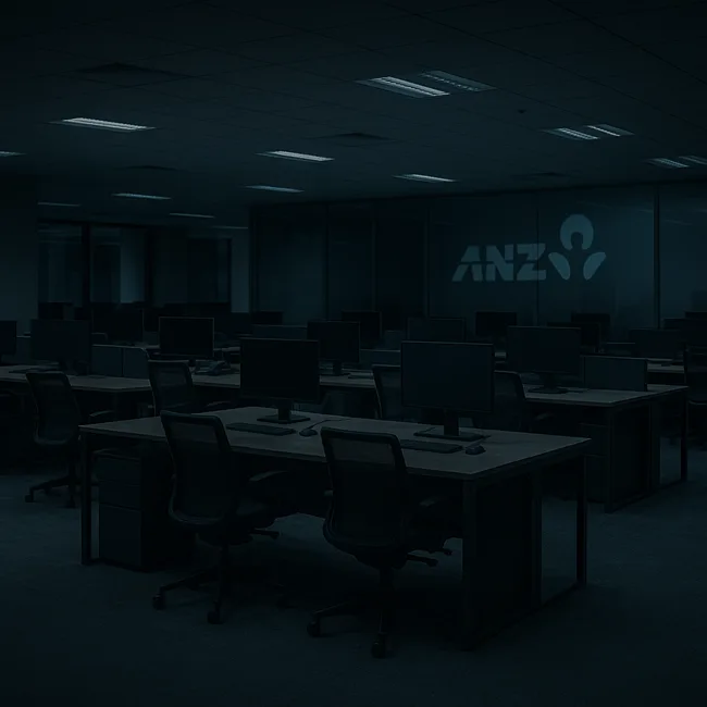 Representative image: ANZ’s vacant office floor symbolizes the scale of upcoming workforce cuts as new CEO Nuno Matos launches a bold restructuring plan involving 3,500 job losses across Australia’s banking sector.
