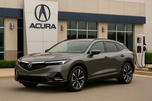 Representative image of the Acura ZDX electric crossover outside a dealership, built on General Motors’ Ultium platform, whose production has now been ended by Honda.