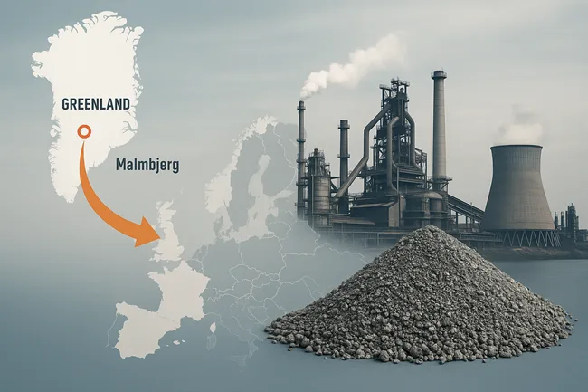 Representative image of Greenland’s Malmbjerg molybdenum project and its strategic export route to Europe’s steel industry, highlighting EU efforts to reduce reliance on Chinese critical minerals.