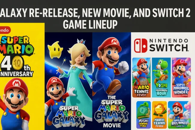 How is Nintendo using the 40th anniversary of Super Mario Bros. to anchor Switch 2 launches and cross-media expansion