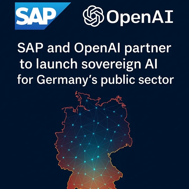 Representative image of SAP, OpenAI, and Microsoft partnership to launch sovereign AI for Germany’s public sector, highlighting digital sovereignty and cloud infrastructure.
