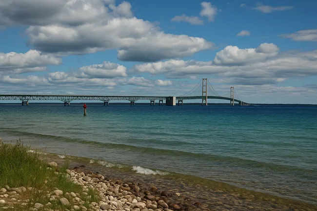 Representative image of the Straits of Mackinac, where Enbridge plans the Line 5 tunnel project now under review by the Michigan Supreme Court.