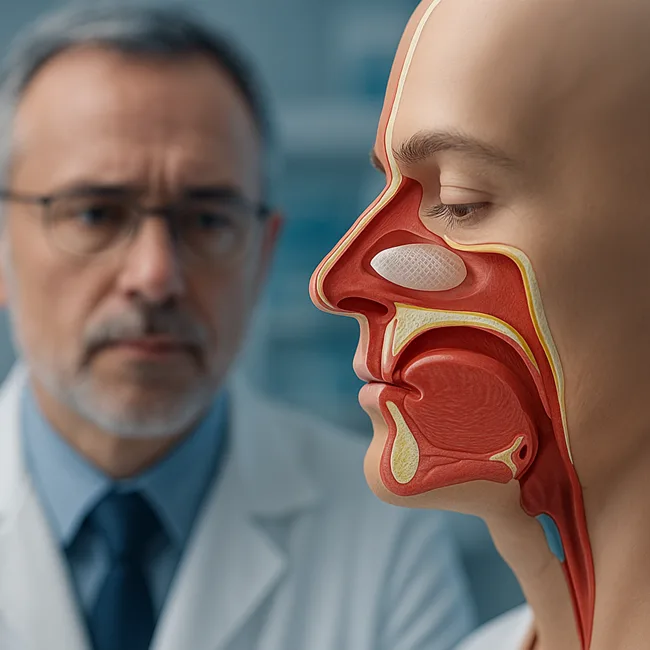 Representative image of a bioresorbable drug-eluting nasal scaffold used in chronic rhinosinusitis care, reflecting the latest innovations in ENT treatment compliance and intranasal drug delivery.