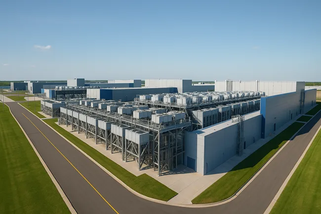 Representative image of a hyperscale data center complex in the United States, illustrating how mega facilities are emerging as the new industrial backbone of the AI economy.