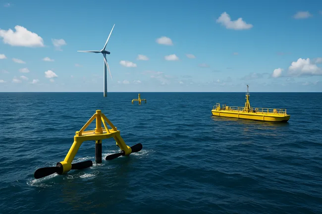 Representative image of ocean energy infrastructure highlighting tidal and current power technology, connecting to Minesto’s CFO shift and global renewable scale-up.