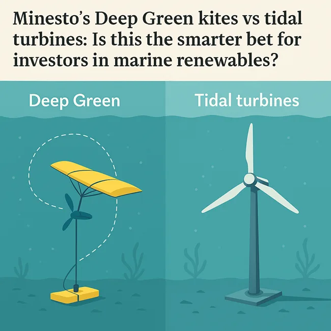 Representative image of ocean energy technology comparing subsea kites and tidal turbines