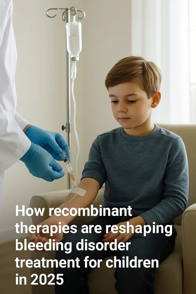 Representative image of pediatric bleeding disorder care with recombinant infusion therapy, highlighting how safer biologics are transforming treatment in 2025