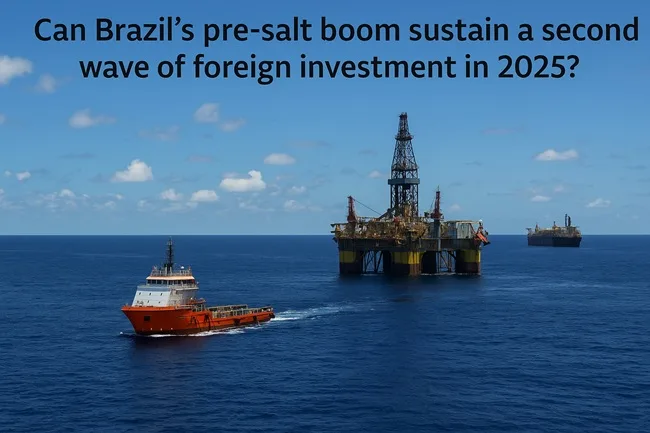Representative image of offshore oil and gas activity in Brazil’s Santos Basin, reflecting renewed foreign interest in pre-salt investment opportunities in 2025.