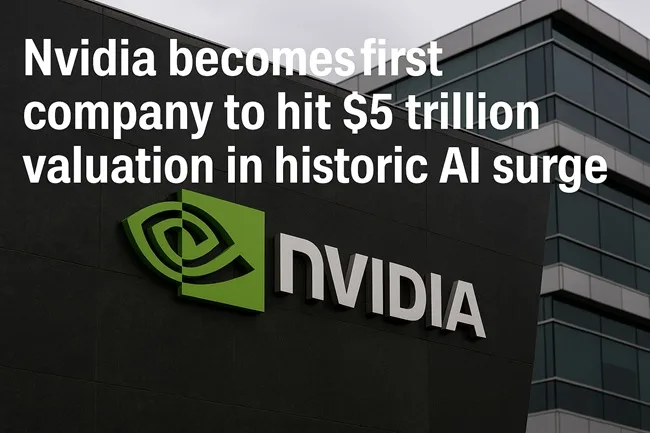Representative image of Nvidia Corporation headquarters in Santa Clara, California. The company just became the first to hit a $5 trillion market cap, cementing its role as the backbone of the global AI infrastructure boom.