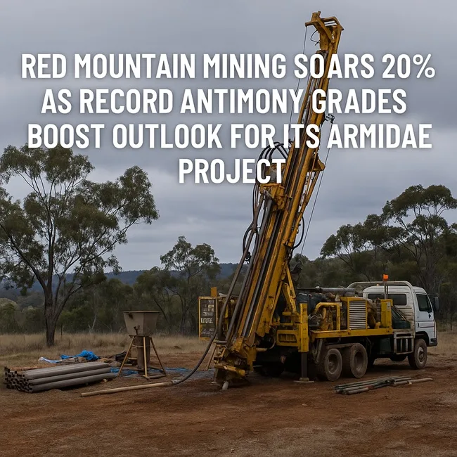 Representative image of mineral exploration activity linked to Red Mountain Mining’s Armidale antimony-gold project, which drove a 20% share price surge.