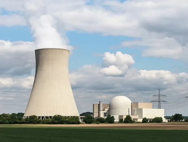 A representative image of a nuclear power plant highlighting the global focus on lifetime extensions as a strategy to close the energy gap before next-generation reactors are deployed.