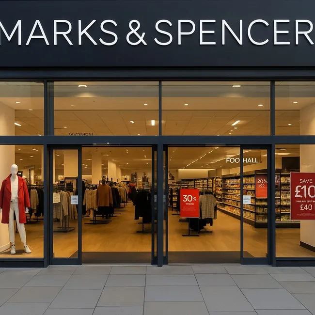 A representative image of a Marks & Spencer retail store exterior, reflecting the company’s evolving strategy across food, fashion, and international operations amid its FY25 transformation efforts.