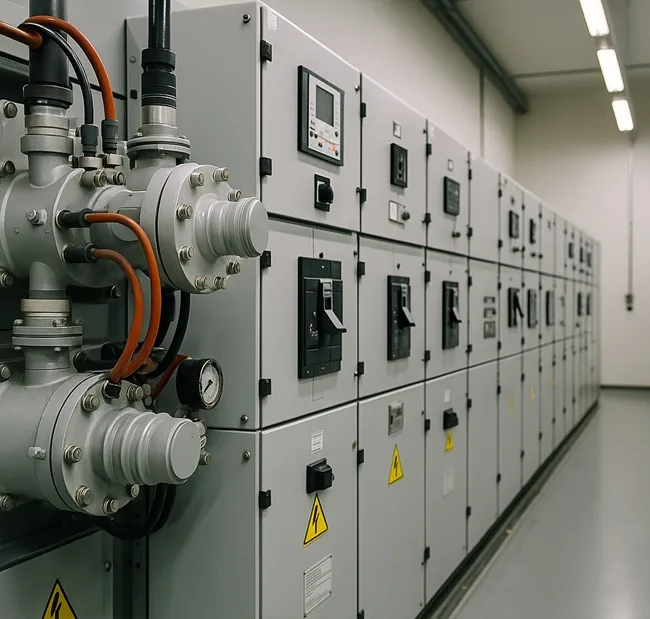 Representative image of medium-voltage switchgear used in AI data centers and energy infrastructure, highlighting its critical role in powering the next phase of industrial electrification