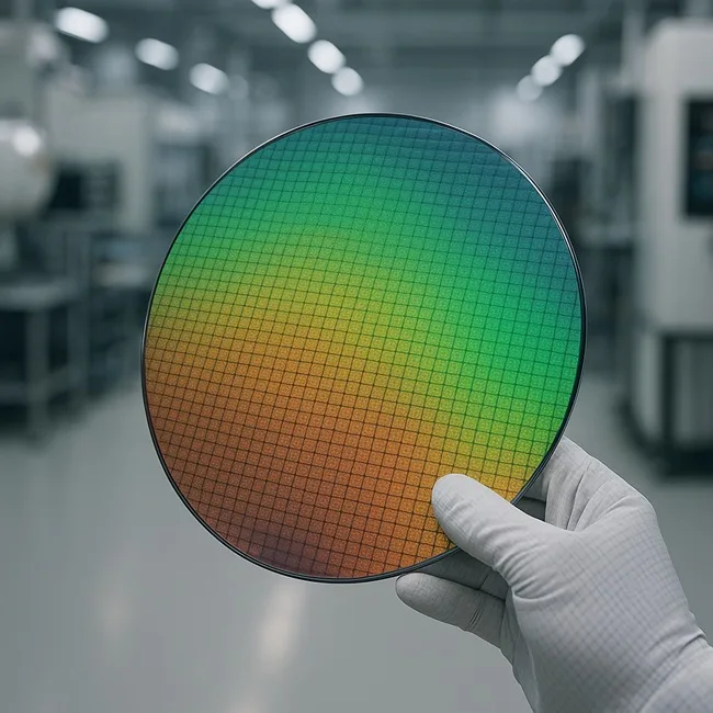 Representative image of a silicon carbide wafer used in power semiconductor manufacturing, a key technology driving Europe's push for EV and energy supply chain self-reliance under the European Chips Act.