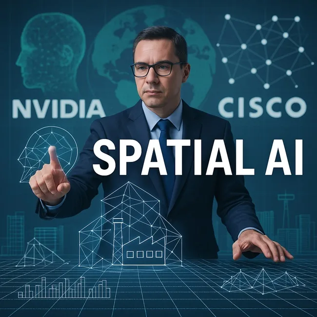Representative image of spatial AI emerging as the next enterprise platform layer, with Cisco, NVIDIA, and World Labs driving the shift toward 3D intelligent infrastructure.