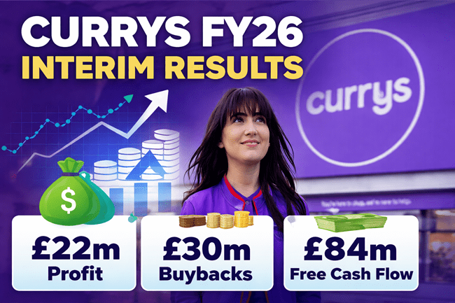 Representative image: Currys plc store branding used to illustrate FY26 interim results, as the FTSE 250 retailer reports a sharp profit recovery, strong Nordics-led EBIT growth, and ongoing share buybacks supporting investor sentiment.