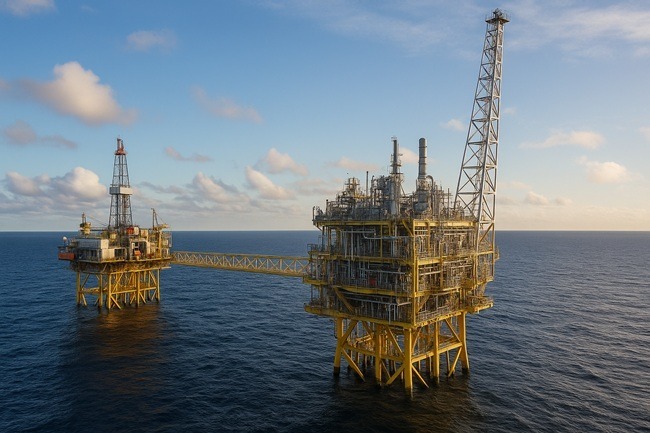 Representative image of North Sea offshore gas infrastructure, illustrating the brownfield renaissance driven by tie-back developments near Sleipner.