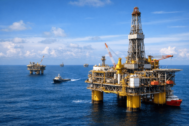 Representative image of deepwater oil platforms in the Gulf of America, highlighting Harbour Energy’s $3.2 billion acquisition of LLOG Exploration Company and its strategic expansion into U.S. offshore oil production.