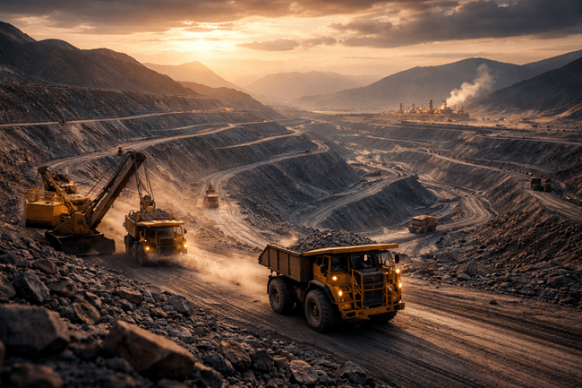 Representative image of a large-scale open-pit mining operation. In 2025, strategic mergers and acquisitions reshaped the global mining landscape as companies raced to secure critical minerals like copper, lithium, and gold.